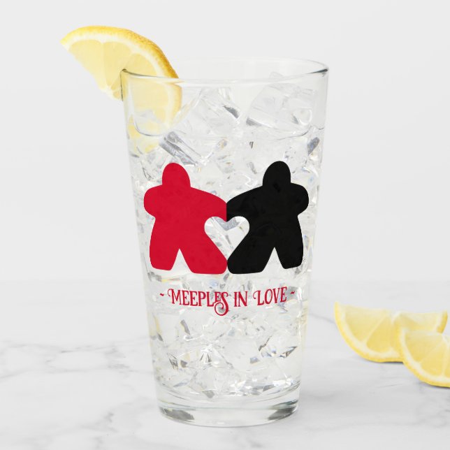 Meeples in Love, Red & Black Tumbler (Front Ice)