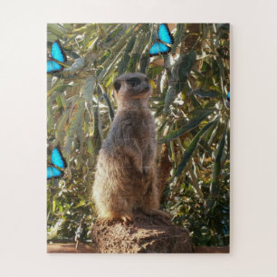 Meerkat And Blue Butterflies, Jigsaw Puzzle