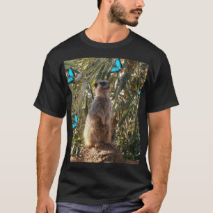 Meerkat And Blue Butterflies, T-Shirt