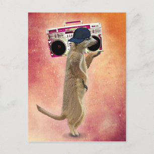 Meerkat and Boom Box Postcard