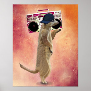 Meerkat and Boom Box Poster