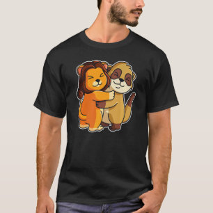 Meerkat And Lion Cute Animals For Women Animal Hug T-Shirt