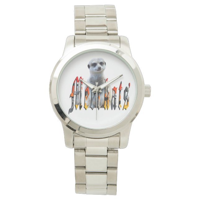 Meerkat And Meerkat Logo Large Silver Unisex Watch (Front)