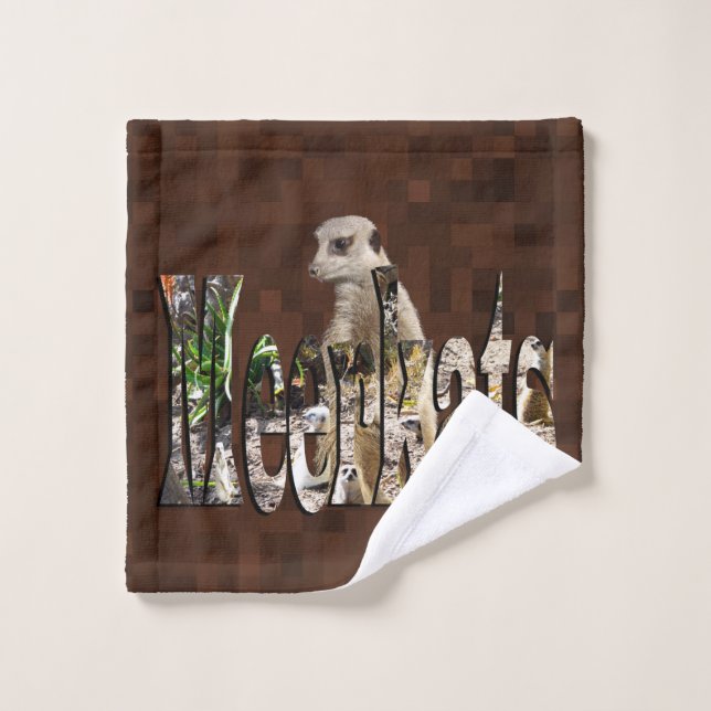Meerkat And Meerkat Logo On Brown, Wash Cloth (Wash Cloth)