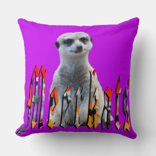 Meerkat And Meerkats Logo, Purple Throw Cushion. Cushion