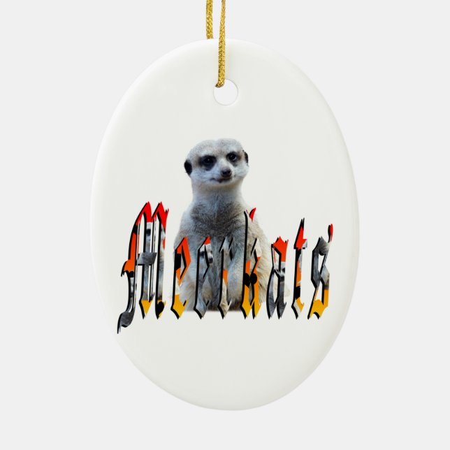 Meerkat And Meerkats Picture Logo, Ceramic Tree Decoration (Back)