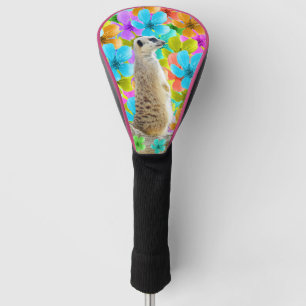 Meerkat And Multi Coloured Blossoms, Golf Head Cover