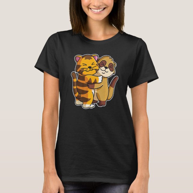 Meerkat And Tiger Cute Animals For Women Animal Hu T-Shirt (Front)