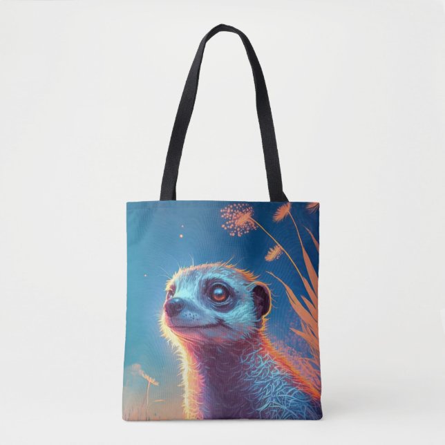 Meerkat Animal Portrait Painting Wildlife Outdoors Tote Bag (Front)