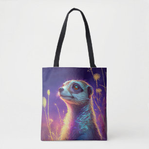 Meerkat Animal Portrait Painting Wildlife Outdoors Tote Bag