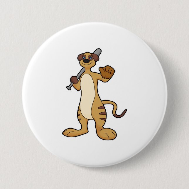 Meerkat as Baseball player with Baseball bat 7.5 Cm Round Badge (Front)