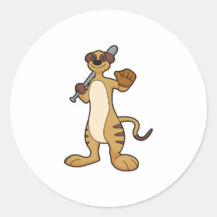 Meerkat as Baseball player with Baseball bat Classic Round Sticker
