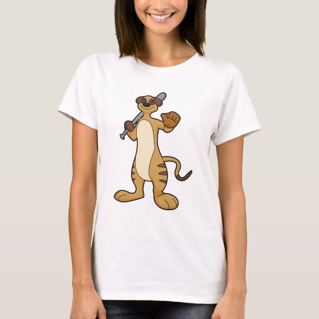 Meerkat as Baseball player with Baseball bat T-Shirt (Front)