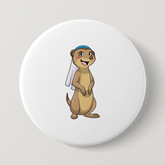 Meerkat as Bride with Veil 7.5 Cm Round Badge (Front)