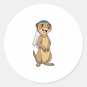 Meerkat as Bride with Veil Classic Round Sticker