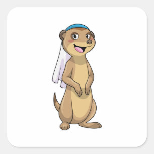 Meerkat as Bride with Veil Square Sticker