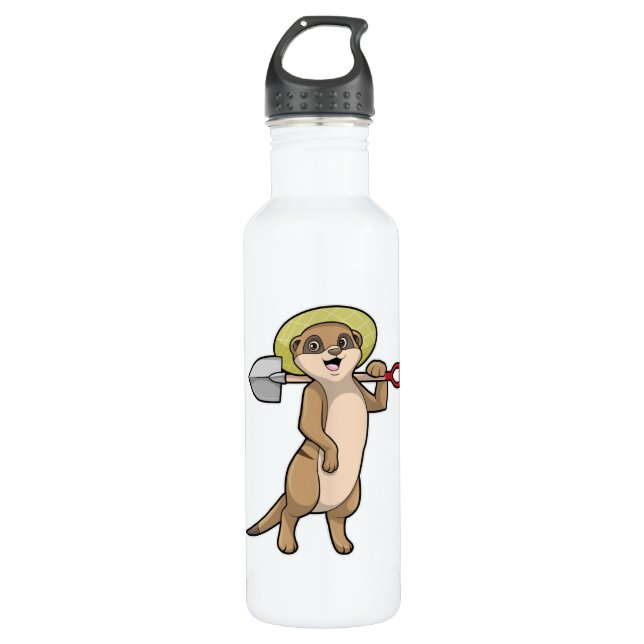 Meerkat as Farmer with Shovel 710 Ml Water Bottle (Front)