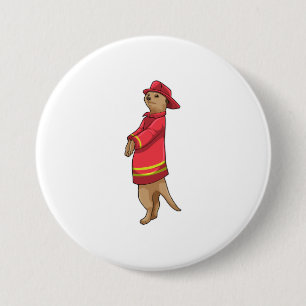 Meerkat as Firefighter with Helmet 7.5 Cm Round Badge