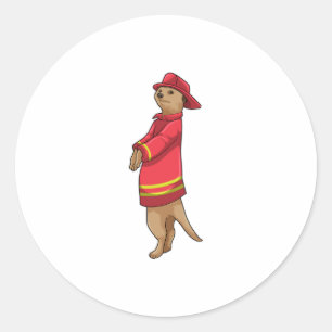 Meerkat as Firefighter with Helmet Classic Round Sticker