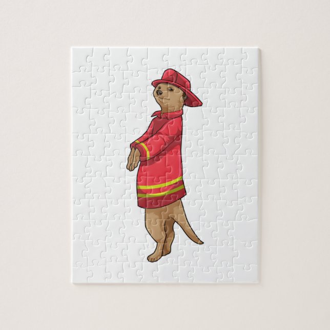 Meerkat as Firefighter with Helmet Jigsaw Puzzle (Vertical)