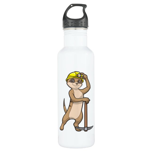 Meerkat as Miner with Pickaxe 710 Ml Water Bottle (Front)