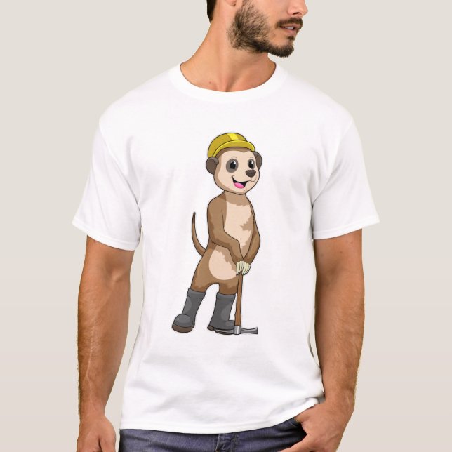 Meerkat as Miner with Pickaxe T-Shirt (Front)