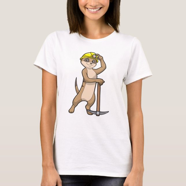 Meerkat as Miner with Pickaxe T-Shirt (Front)