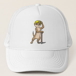 Meerkat as Miner with Pickaxe Trucker Hat