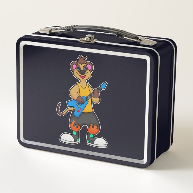 Meerkat as Musician with Guitar Metal Lunch Box (Front)
