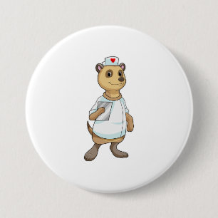 Meerkat as Nurse with Heart 7.5 Cm Round Badge