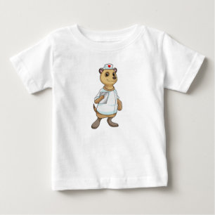 Meerkat as Nurse with Heart Baby T-Shirt