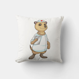 Meerkat as Nurse with Heart Cushion