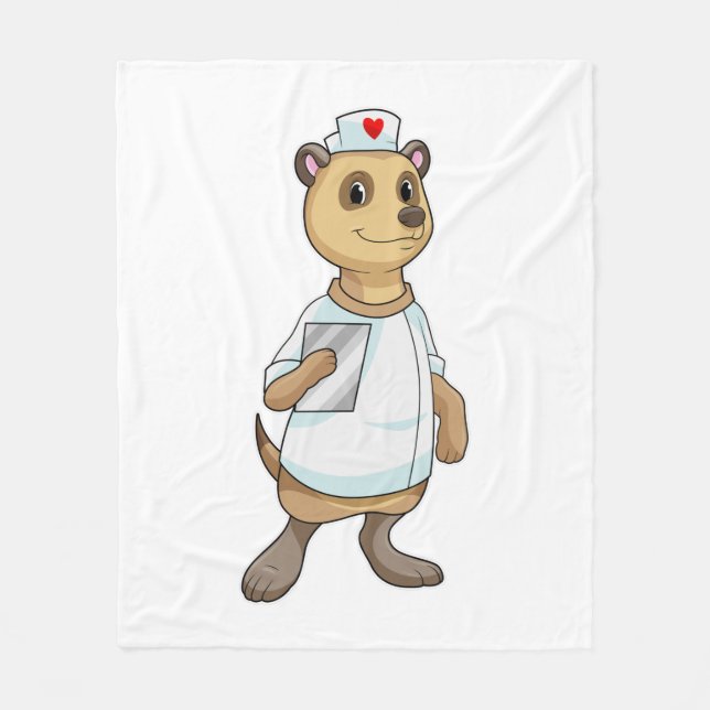 Meerkat as Nurse with Heart Fleece Blanket (Front)
