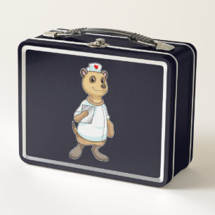 Meerkat as Nurse with Heart Metal Lunch Box