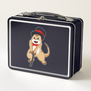 Meerkat as Pensioner with Walking stick Metal Lunch Box