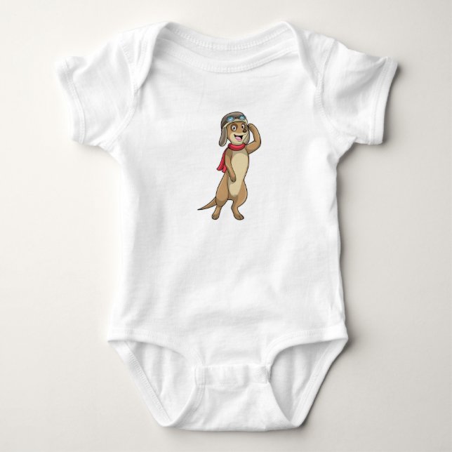 Meerkat as Pilot with Pilot hat Baby Bodysuit (Front)