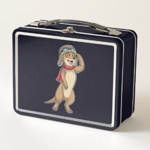 Meerkat as Pilot with Pilot hat Metal Lunch Box