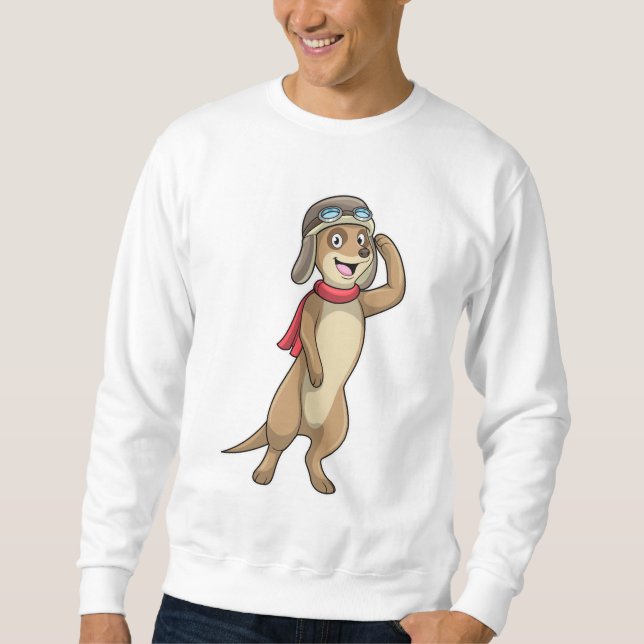 Meerkat as Pilot with Pilot hat Sweatshirt (Front)