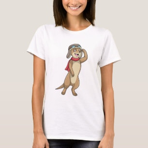 Meerkat as Pilot with Pilot hat T-Shirt