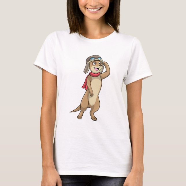 Meerkat as Pilot with Pilot hat T-Shirt (Front)