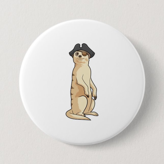 Meerkat as Pirate with Pirate hat 7.5 Cm Round Badge (Front)