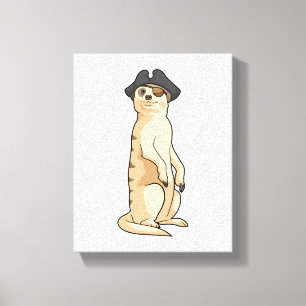 Meerkat as Pirate with Pirate hat Canvas Print