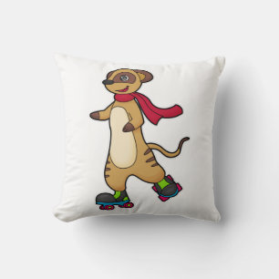 Meerkat as Skater with Roller skates Cushion