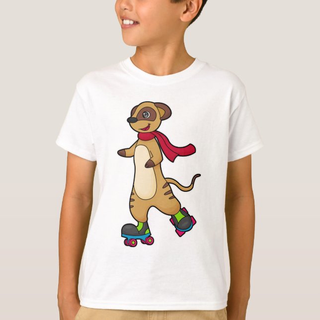 Meerkat as Skater with Roller skates T-Shirt (Front)