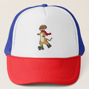 Meerkat as Skater with Roller skates Trucker Hat