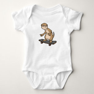 Meerkat as Skater with Skateboard Baby Bodysuit