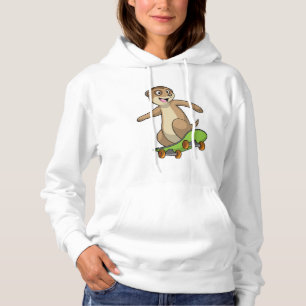 Meerkat as Skater with Skateboard Hoodie