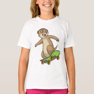 Meerkat as Skater with Skateboard T-Shirt