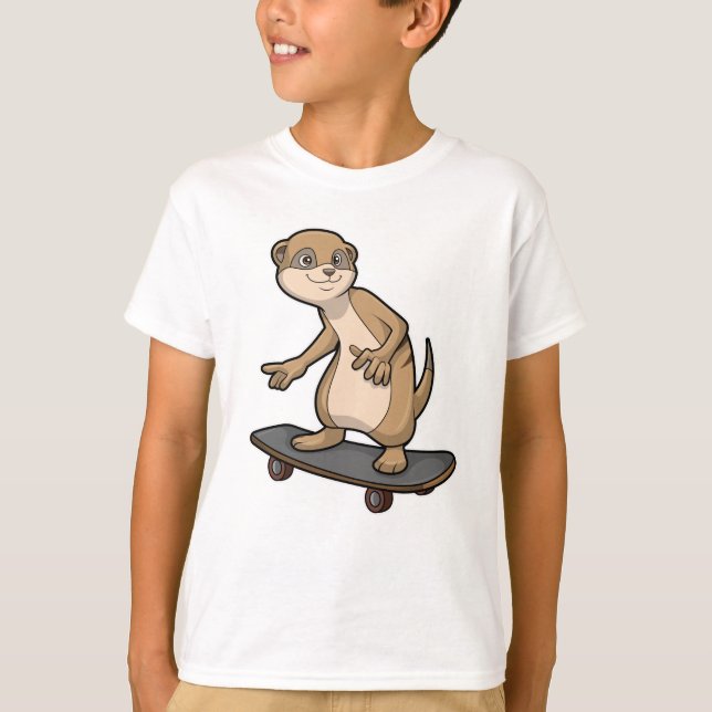 Meerkat as Skater with Skateboard T-Shirt (Front)