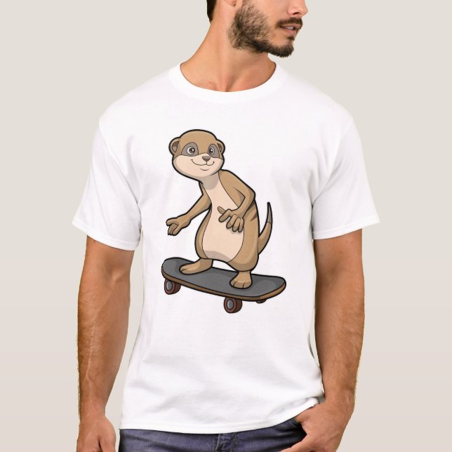 Meerkat as Skater with Skateboard T-Shirt (Front)